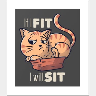 If I Fit I Will Sit Funny Cat Gift Posters and Art